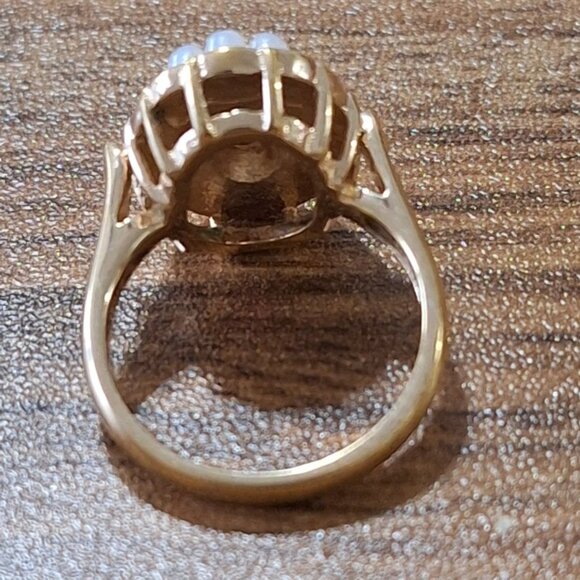 Avon Pearl Ruby Red Rhinestone Oval Ring, Gold Tone - Picture 13 of 13